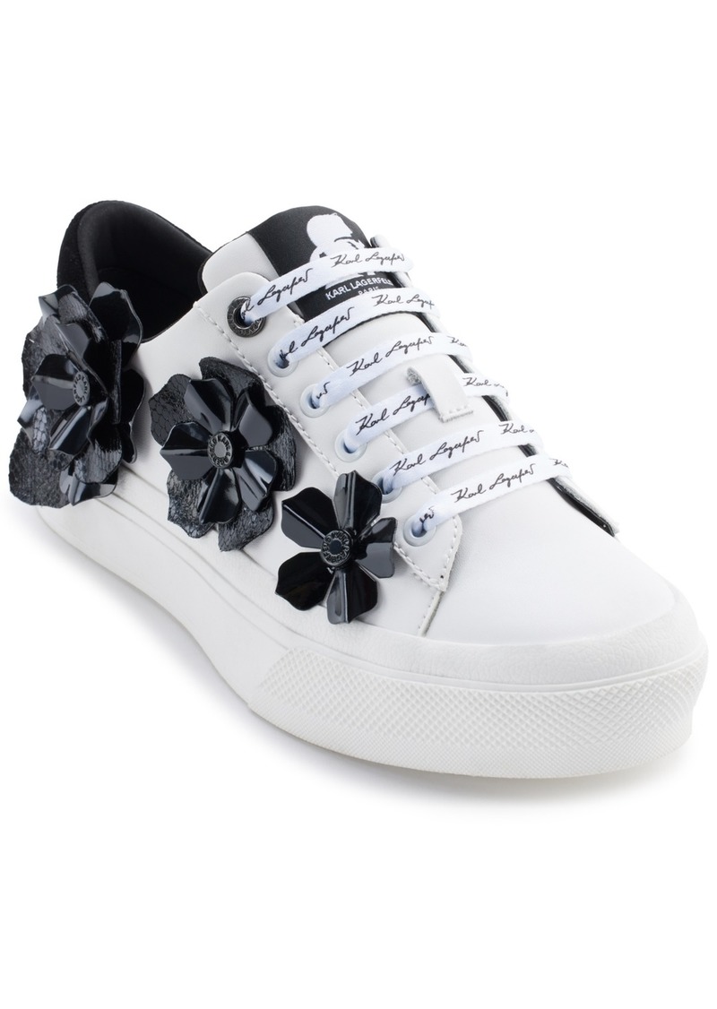 Karl Lagerfeld Paris Women's Georgia Lace-Up Embellished Sneakers - Bright White/ Black