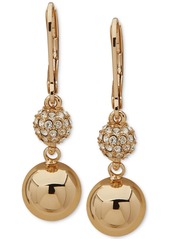 Karl Lagerfeld Paris Women's Gold-Tone Crystal Double Drop Earrings - White