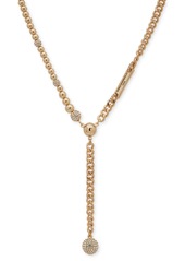 "Karl Lagerfeld Paris Women's Gold-Tone Lariat Necklace, 18""+ 3"" extender - White"