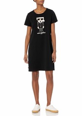 Karl Lagerfeld Paris Women's Short Sleeve Graphic T-Shirt Dress  XXS