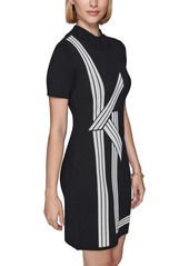 Karl Lagerfeld Paris Women's Kl-Striped Sweater Dress - Blk/sft Wt