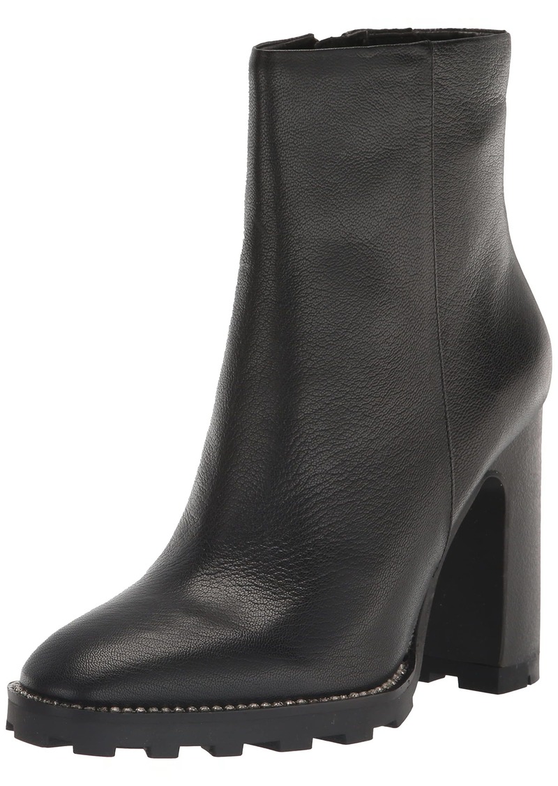 KARL LAGERFELD PARIS Women's Leather Peppy Lug-Sole Zip-up Fashion Boot
