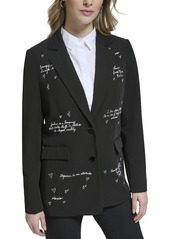 Karl Lagerfeld Paris Women's Fitted Blazer with Script Detail