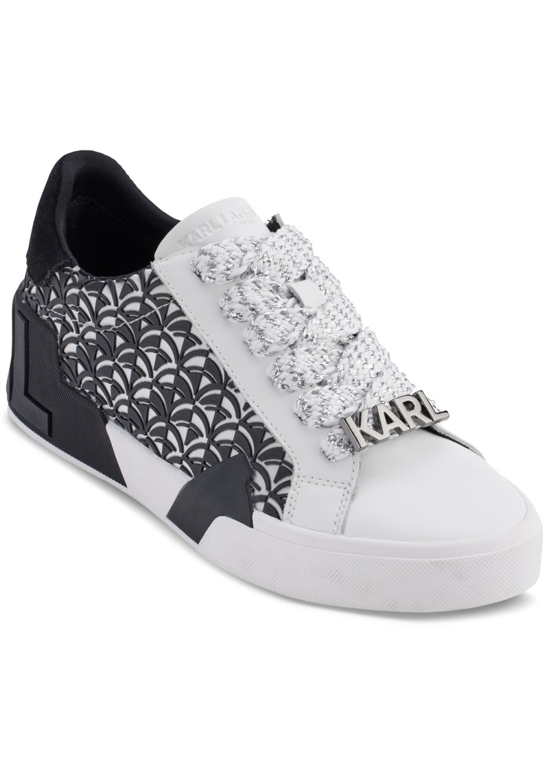 Karl Lagerfeld Paris Women's Melora Lace-Up Low-Top Sneakers - White/ Black