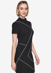 Karl Lagerfeld Paris Women's Mock-Neck Short-Sleeve Dress - Blk/sft Wt