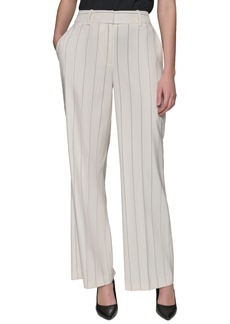 Karl Lagerfeld Paris Women's Pinstriped Wide-Leg Pants - Soft White  Black