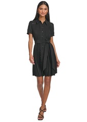 Karl Lagerfeld Paris Women's Pleated Lace-Trim Mini Dress - Black