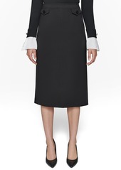 Karl Lagerfeld Paris Women's Ponte-Knit Midi Skirt - Black