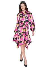 Karl Lagerfeld Paris Women's Printed A-Line Shirtdress - French Ochre