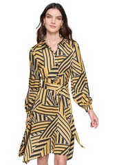 Karl Lagerfeld Paris Women's Printed A-Line Shirtdress - French Ochre