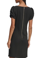 Karl Lagerfeld Paris Women's Puff-Sleeve Side-Pleated Dress - Black