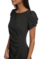 Karl Lagerfeld Paris Women's Puff-Sleeve Side-Pleated Dress - Black