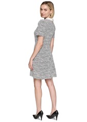 Karl Lagerfeld Paris Women's Puffed-Shoulder Collared Dress - Sft Wt/blk