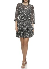 Karl Lagerfeld Paris Women's Ruffle Waist Detail Floral Dress