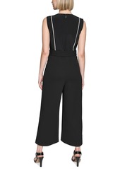 Karl Lagerfeld Paris Women's Scuba Wide-Leg Jumpsuit - Blk/sft Wt