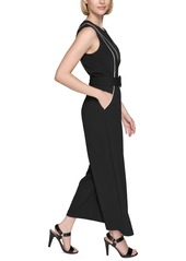 Karl Lagerfeld Paris Women's Scuba Wide-Leg Jumpsuit - Blk/sft Wt