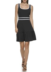 Karl Lagerfeld Paris Women's Sport Piping Sleeveless Dresses with Flounce Hem and Contrast Trim