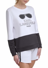 Karl Lagerfeld Paris womens Long Sleeve Graphic Crewneck Sweatshirt   US