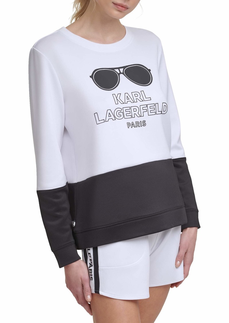 Karl Lagerfeld Paris Women's Long Sleeve Graphic Crewneck Sweatshirt  XL