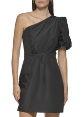 Karl Lagerfeld Paris Women's Taffeta Sheath with One Shoulder Puff Sleeve