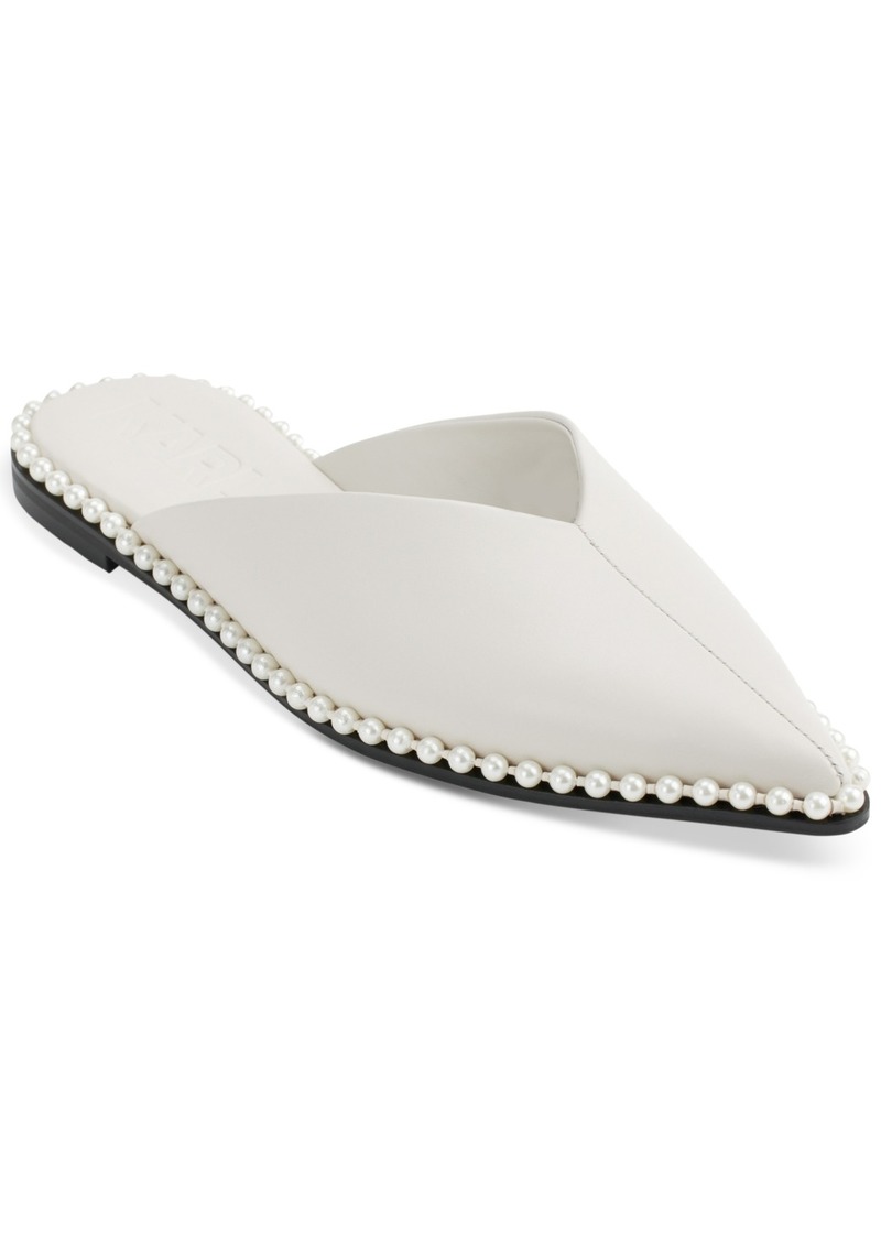 Karl Lagerfeld Paris Women's Vyra Studded Mule Flats - Soft White