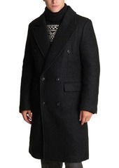 Karl Lagerfeld Paris Wool Blend Double Breasted Topcoat in Black at Nordstrom