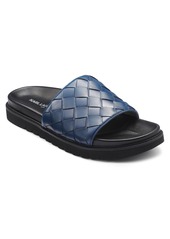 Karl Lagerfeld Paris Woven Leather Slide Sandal in Dark Blue at Nordstrom Rack