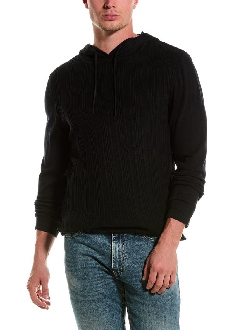 KARL LAGERFELD Rib Knit Silk-Blend Sweater Hoodie