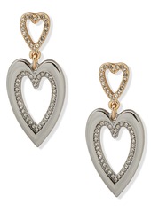 KARL LAGERFELD Two-Tone Crystal Heart Drop Earrings in Two/Crystal at Nordstrom Rack