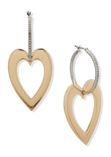 KARL LAGERFELD Two-Tone Crystal Heart Drop Earrings in Two/Crystal at Nordstrom Rack