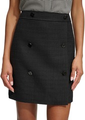 Karl Lagerfeld Women's Button Front Tweed Mini Skirt - Black