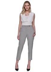 Karl Lagerfeld Women's Mid-Rise Extended Tab Pants - Blk/sft Wt