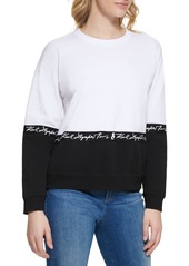 Karl Lagerfeld Karl Lagerfield Paris Women's Long Sleeve Graphic Crewneck Sweatshirt White Black