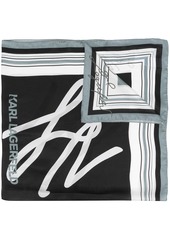 Karl Lagerfeld Karligraphy embroidered silk scarf