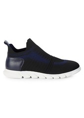 Karl Lagerfeld Knit Leather & Textile Slip-On Runners