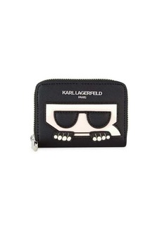 Karl Lagerfeld Logo Faux Leather Card Wallet