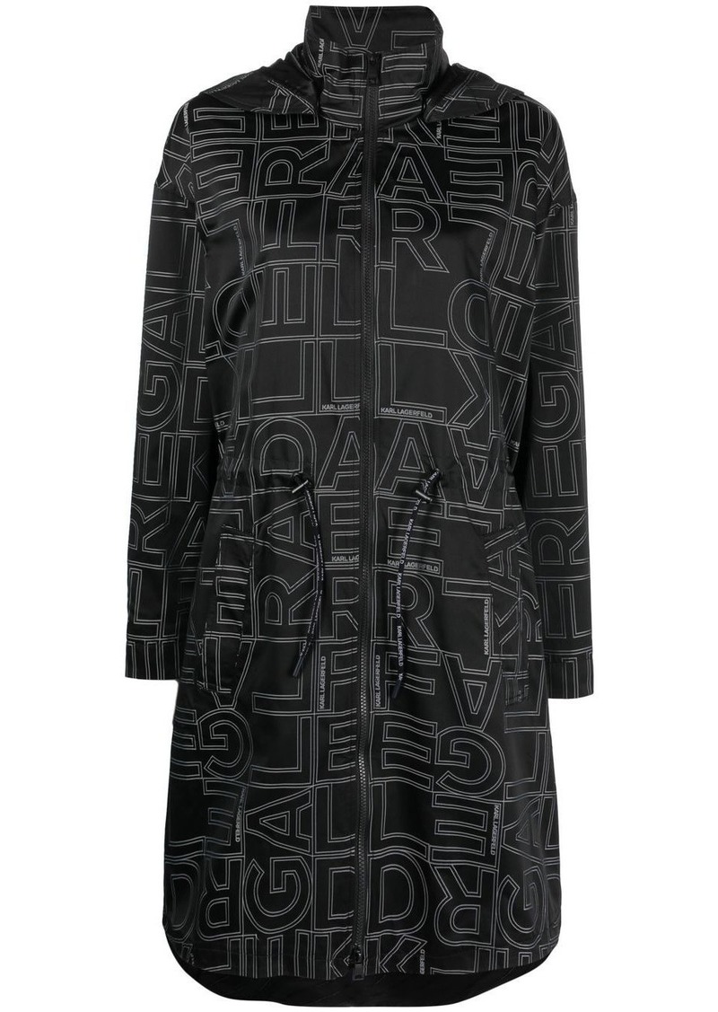 Karl Lagerfeld logo jacquard hooded parka