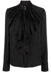 Karl Lagerfeld logo-jacquard ruffled shirt