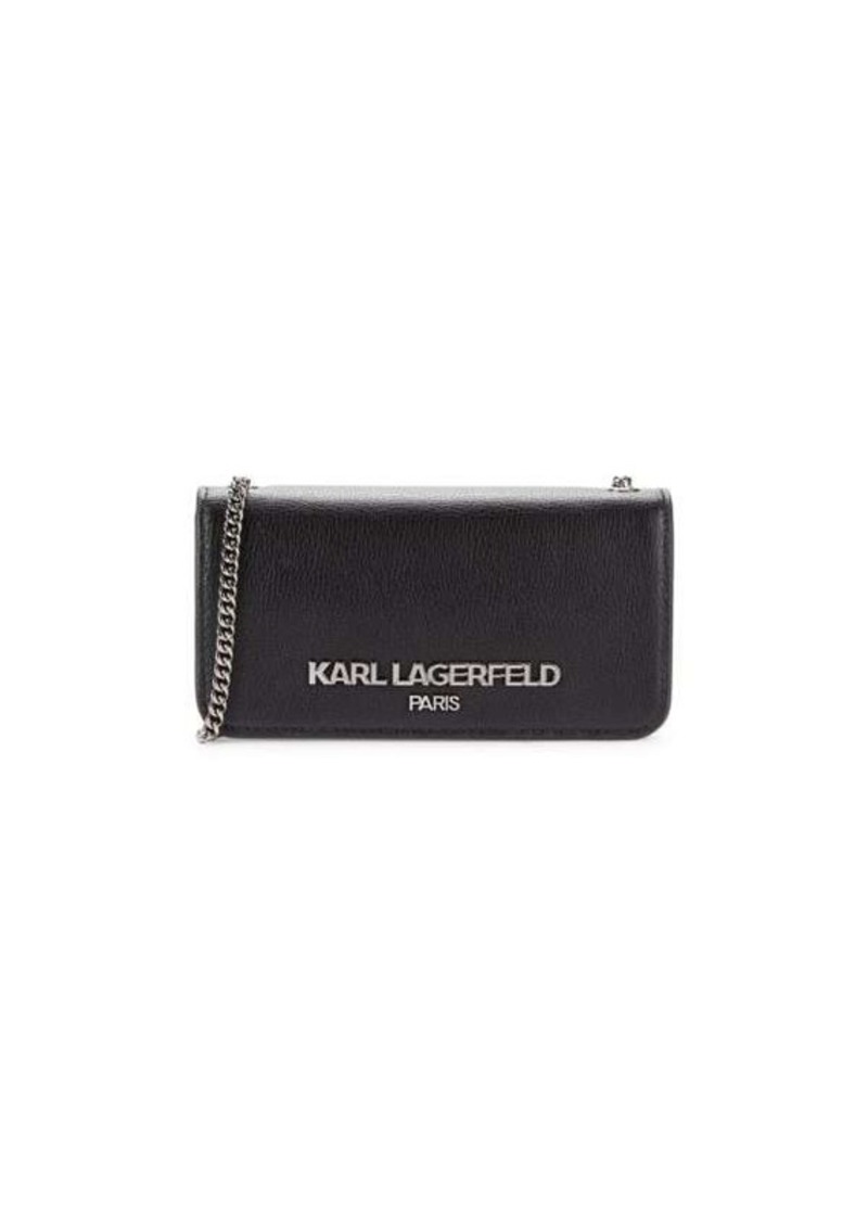 Karl Lagerfeld Logo Leather Chain Crossbody Bag