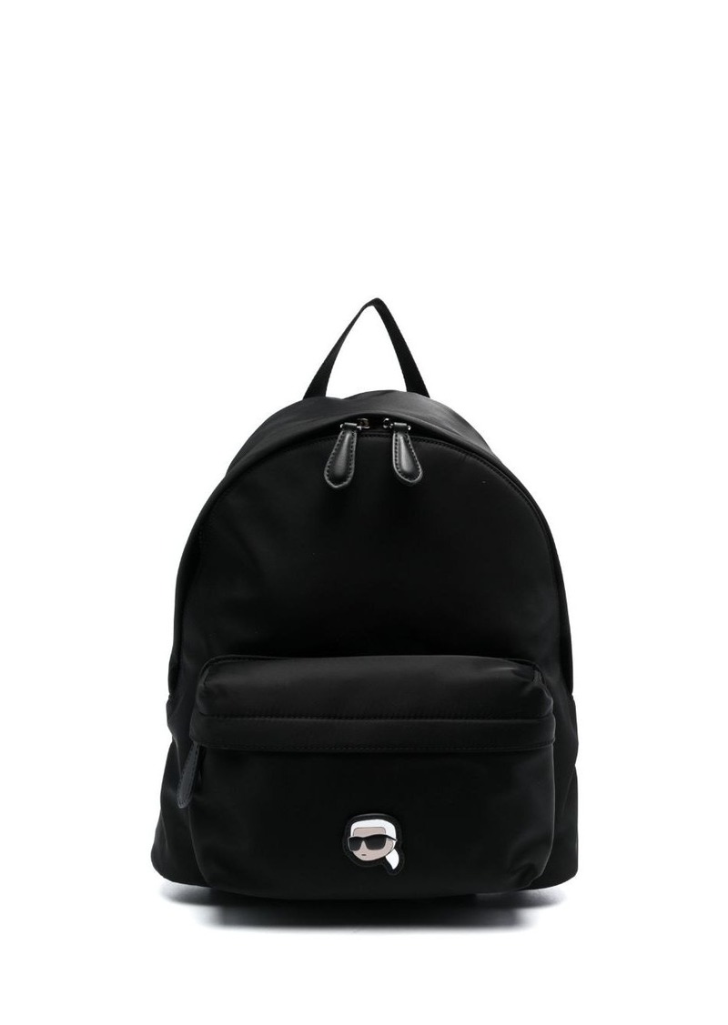 Karl Lagerfeld logo-patch faux-leather backpack