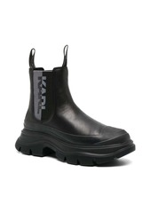 Karl Lagerfeld logo-patch leather ankle boots