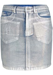 Karl Lagerfeld logo-patch metallic denim skirt