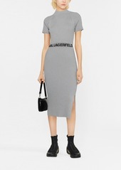 Karl Lagerfeld lurex logo-waist ribbed dress
