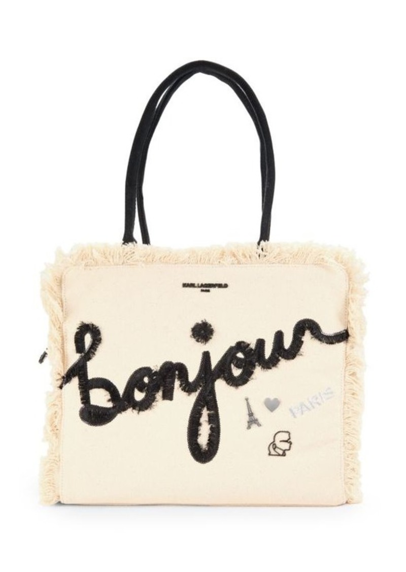 Karl Lagerfeld Margot Faux Pearl Denim Tote