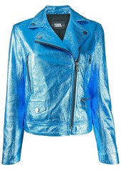 Karl Lagerfeld metallic biker jacket