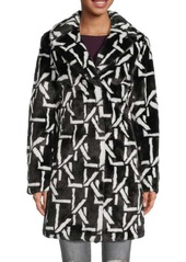 Karl Lagerfeld Monogram Faux Fur Coat