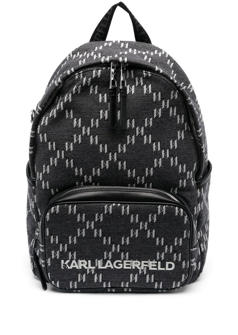 Karl Lagerfeld monogram-jacquard logo-plaque backpack