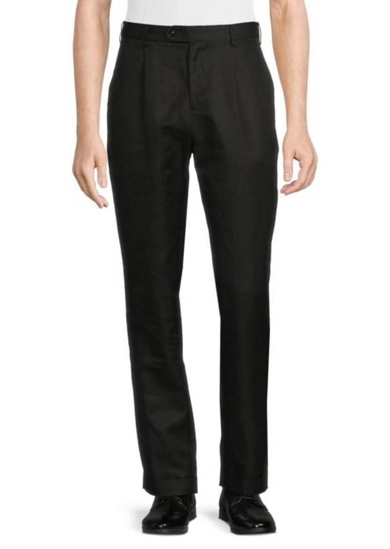 Karl Lagerfeld Pleated Linen Blend Dress Pants