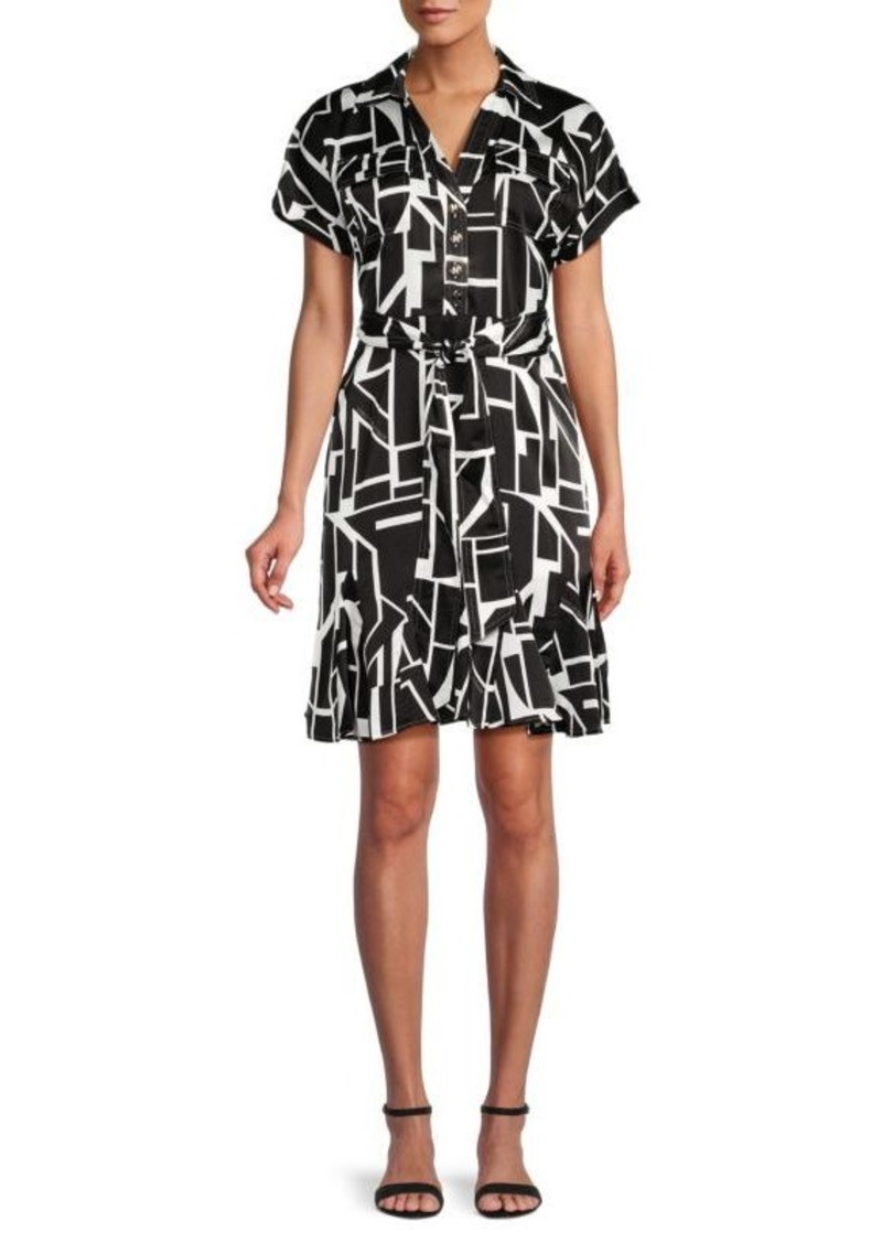 Karl Lagerfeld Print Belted Mini Dress