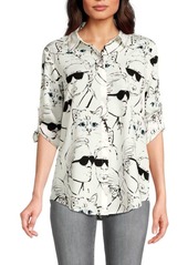 Karl Lagerfeld Print Roll Tab Cuff Shirt